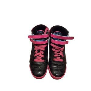 Reebok Classic Girls Black & Pink High-Top Sneakers | Size 13.5